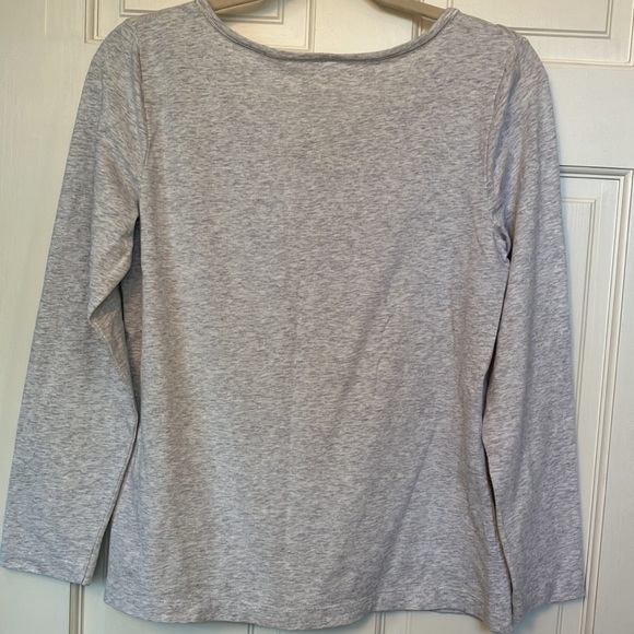 J Jill Cotton Knit Top with Satin Stitch Gray - Picture 3 of 10